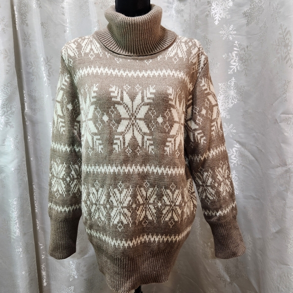 PURE Alfred Sung Holiday Snowflake Knit Pullover Turtleneck Sweater (XL) - Picture 12 of 12